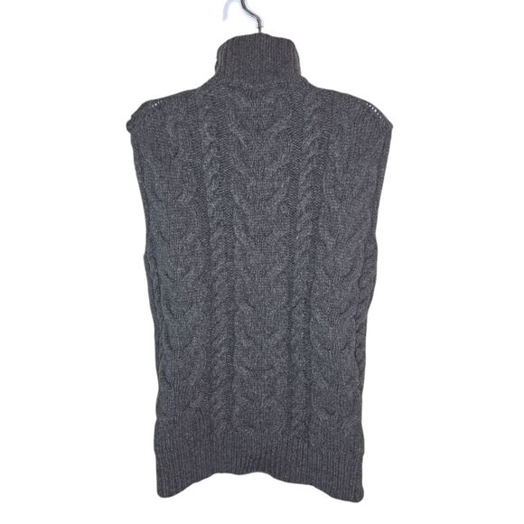 Frame Denim Cable Knit Grey Wool Turtleneck Sweater Vest Size Small - Picture 3 of 7